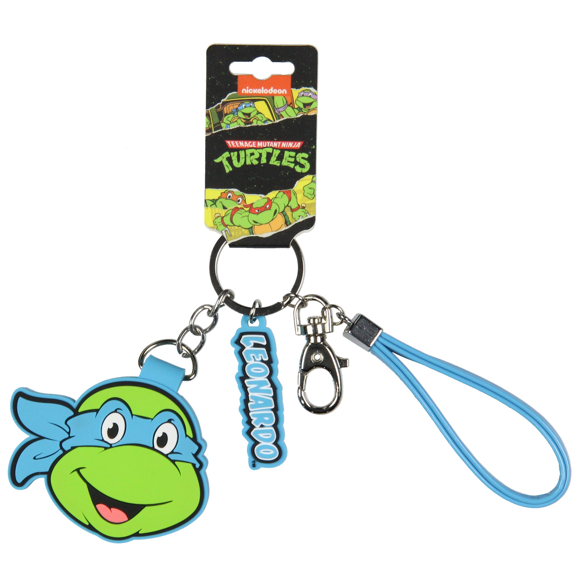 TMNT Leonardo Rubber Character Air Tag Holder Keychain with Lobster Clasp