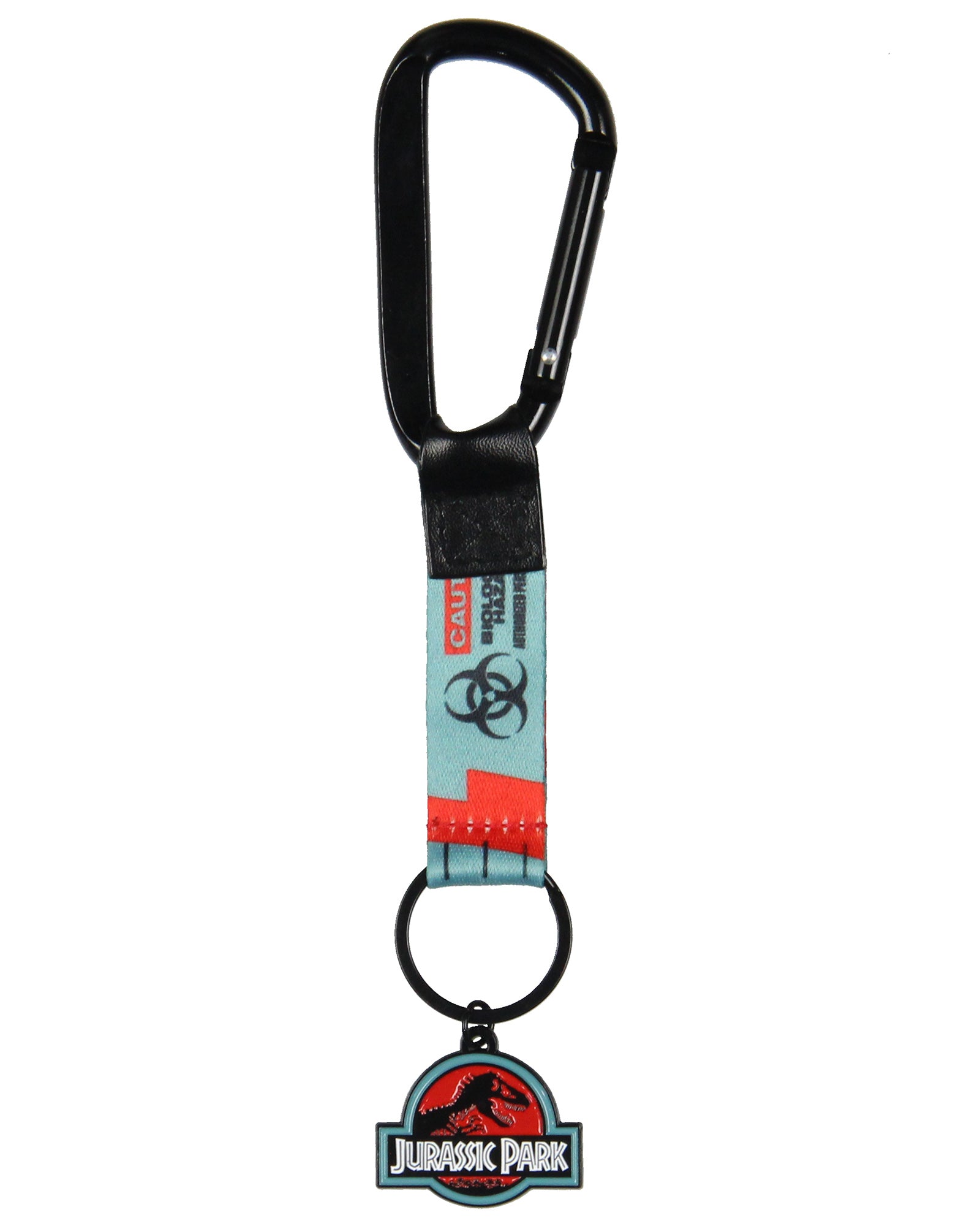 Jurassic Park Dinosaur Movie T Rex Caution Sign Volt Carabiner Keychain Keyring