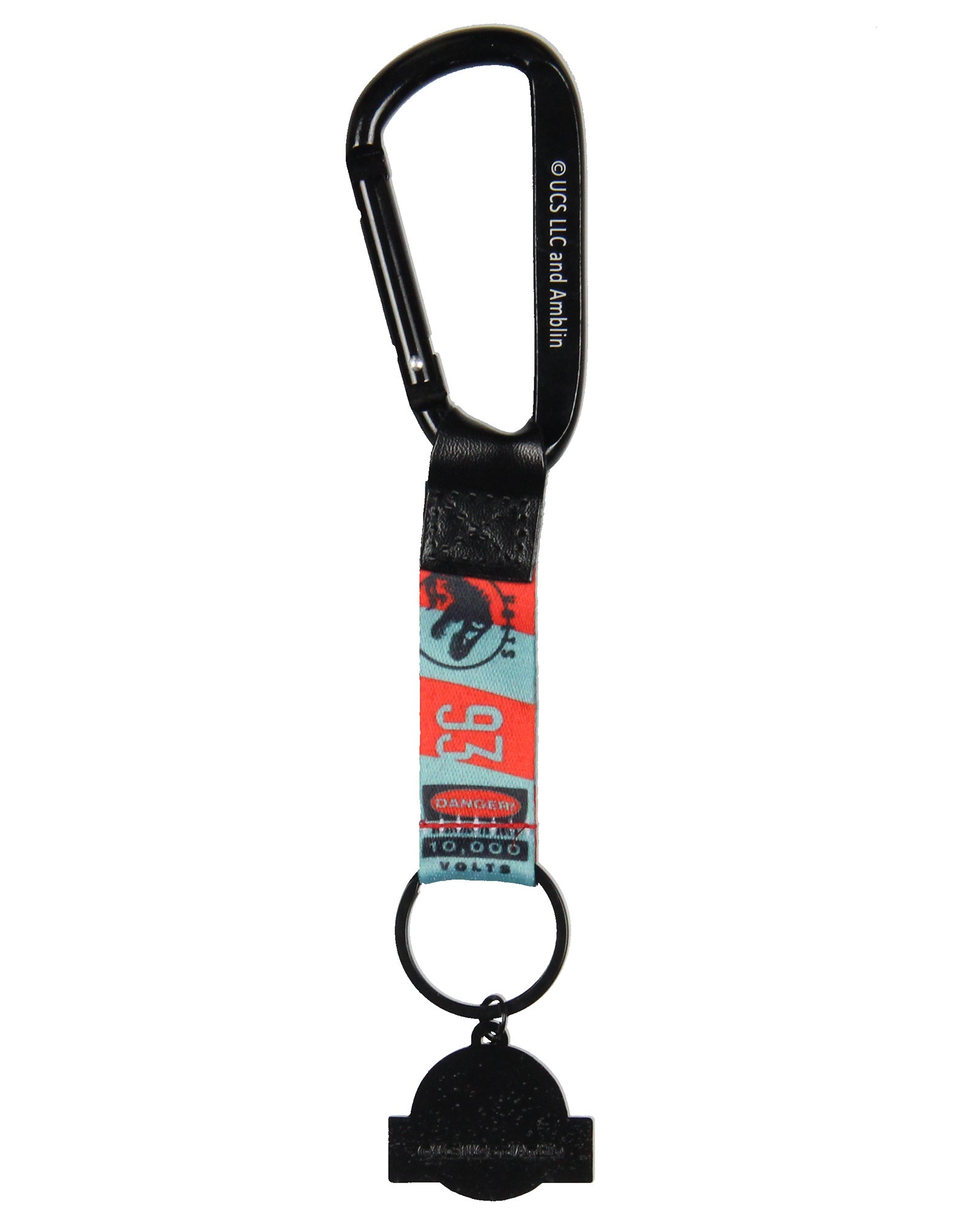 Jurassic Park Dinosaur Movie T Rex Caution Sign Volt Carabiner Keychain Keyring