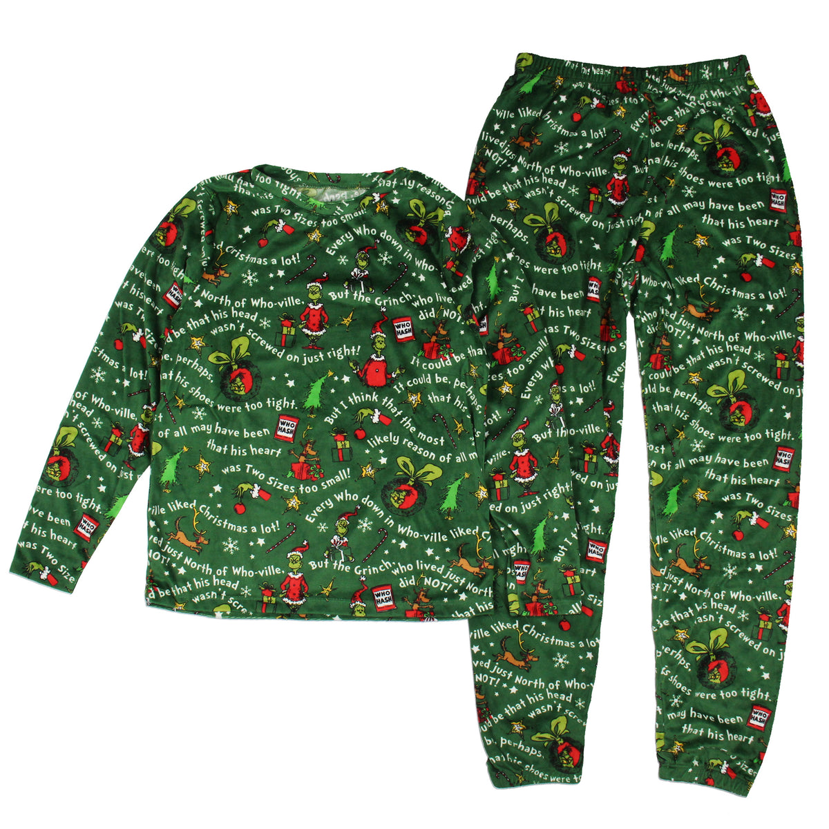 Dr. Seuss GRINCH Christmas Tossed Print Collar Sleep Pajama Set