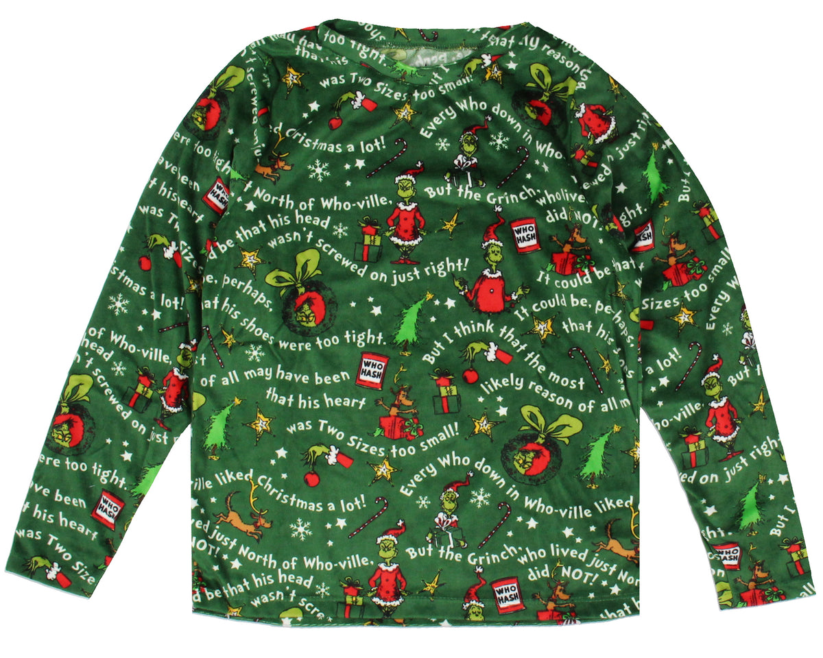 Dr. Seuss GRINCH Christmas Tossed Print Collar Sleep Pajama Set