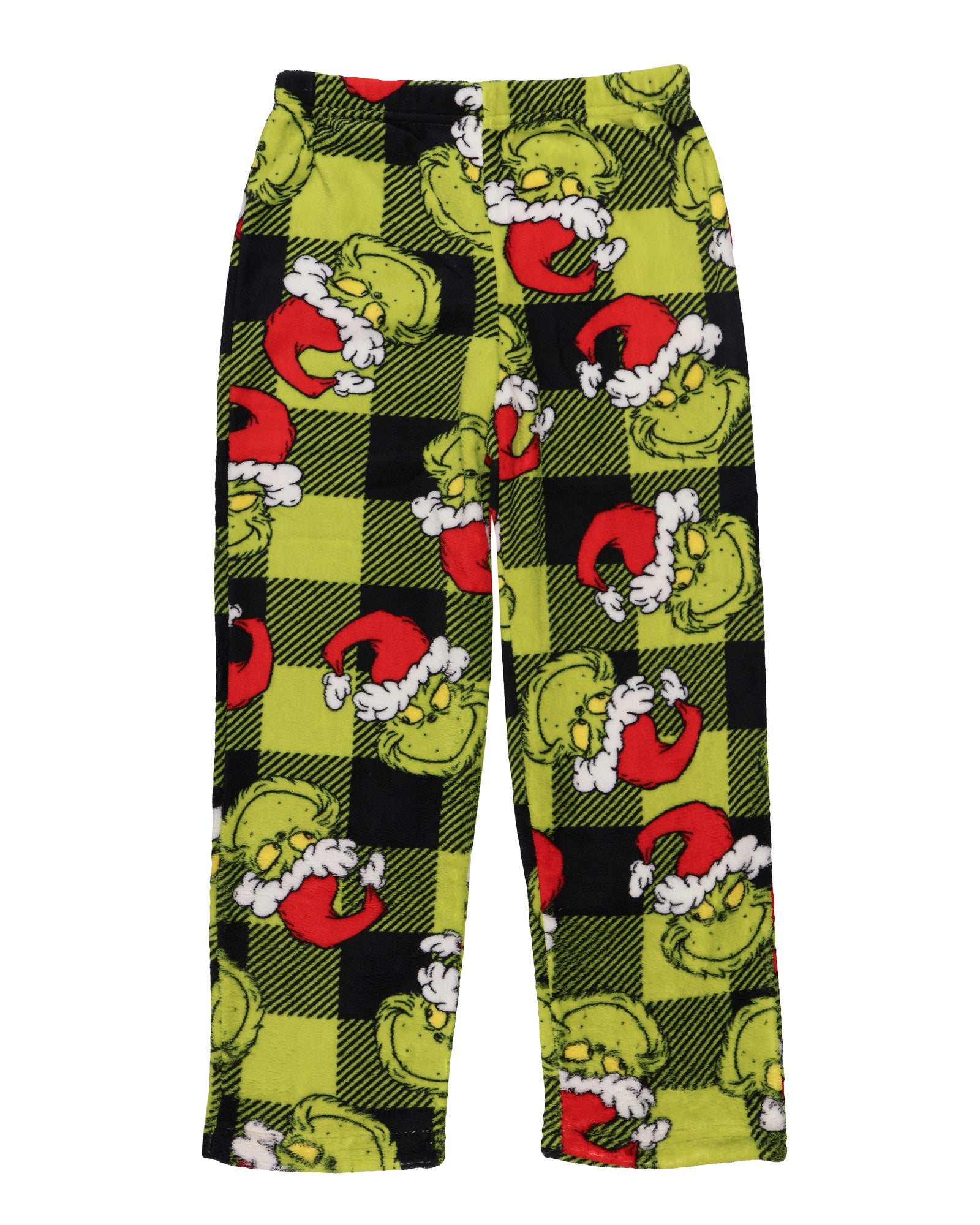 Dr. Seuss The Grinch Pajamas Kid's Santa Hat Buffalo Plaid Lounge Pants