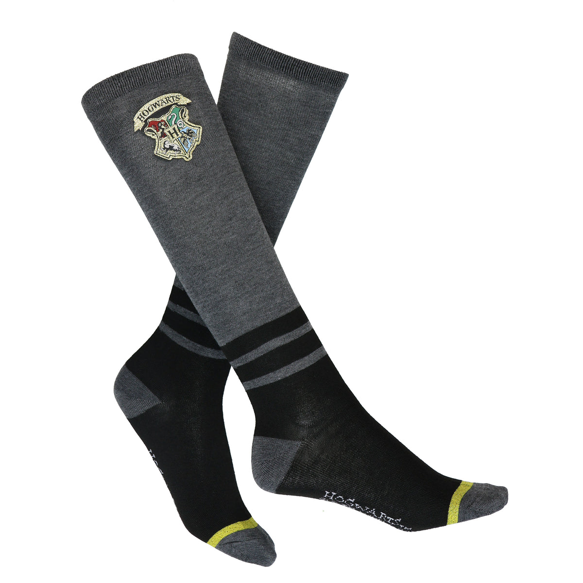 Harry Potter Women's Glitter Hogwarts Crest Embroidered Patch Knee High Socks