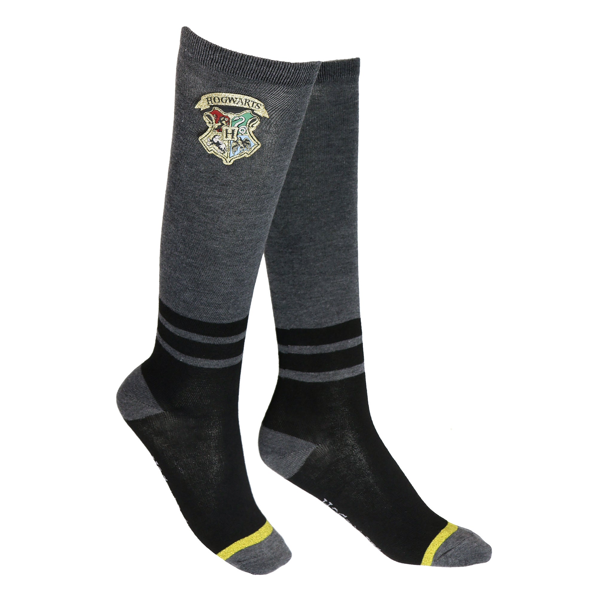 Harry Potter Women's Glitter Hogwarts Crest Embroidered Patch Knee High Socks