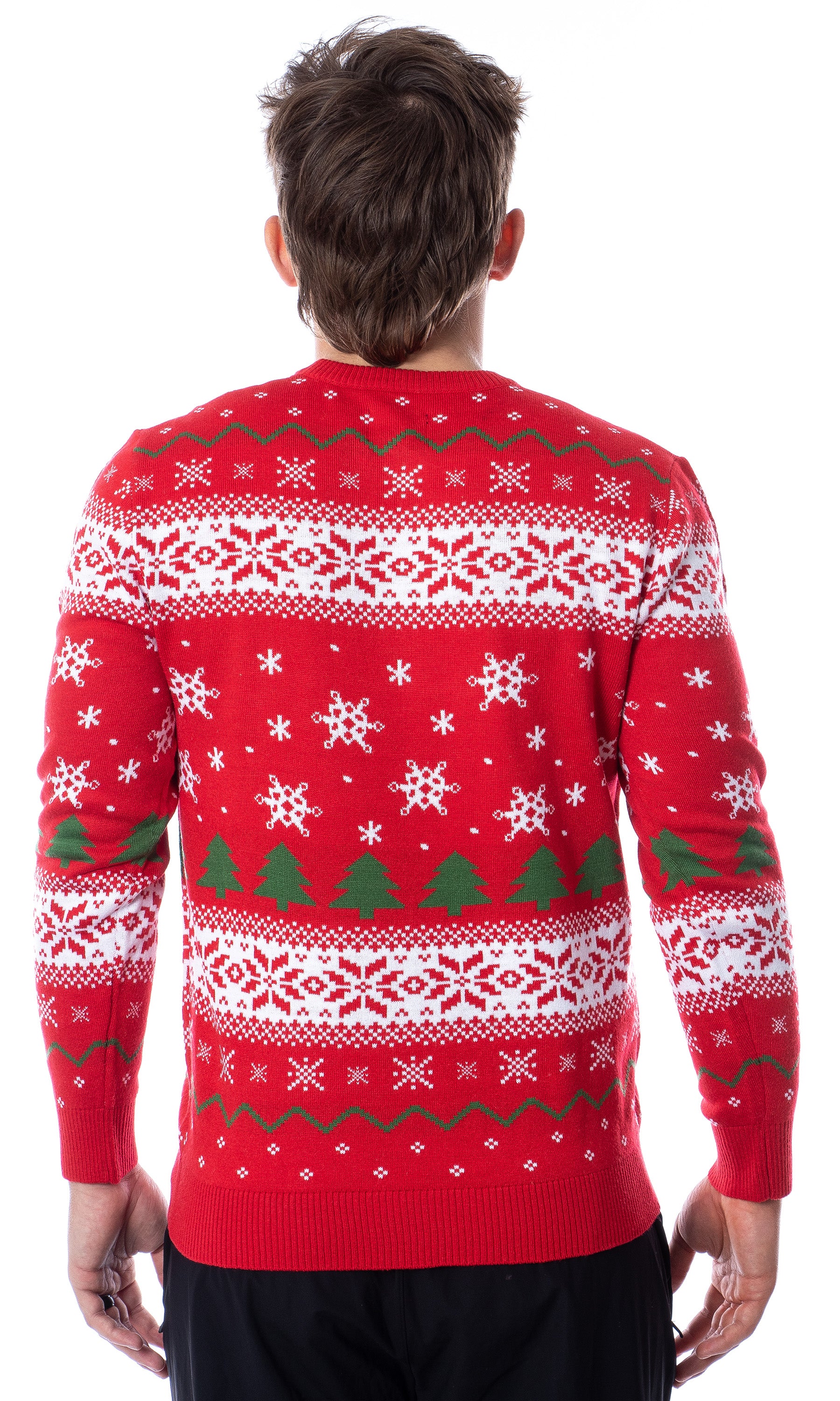 SpongeBob SquarePants Men's Snowflake Catching Ugly Sweater Knit Pullover
