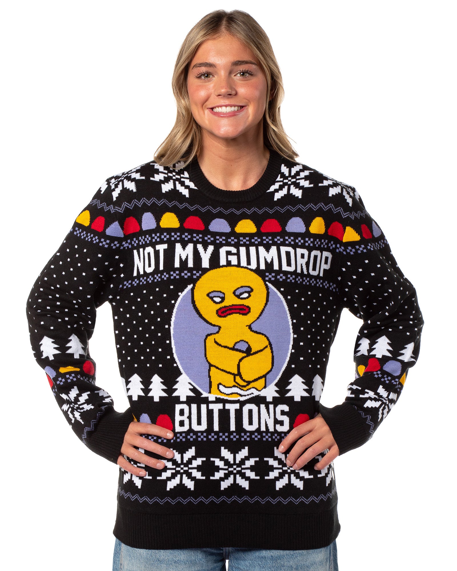 Shrek Men's Gingerbread Man Not My Gumdrop Buttons Ugly Sweater Knit Pullover