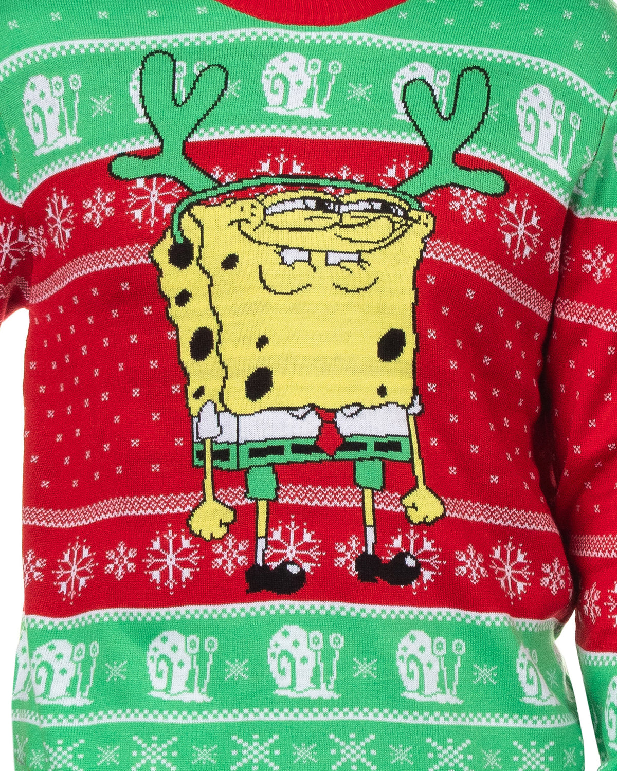 SpongeBob SquarePants Ugly Sweater for Christmas Men's Reindeer Bob Pullover
