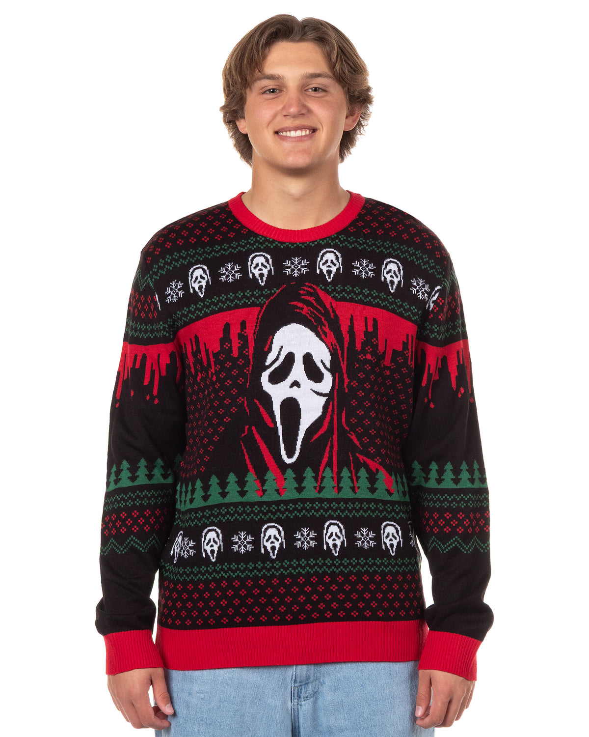 Ghost Face Adult Ugly Sweater for Christmas Ghostface Knit Holiday Pullover