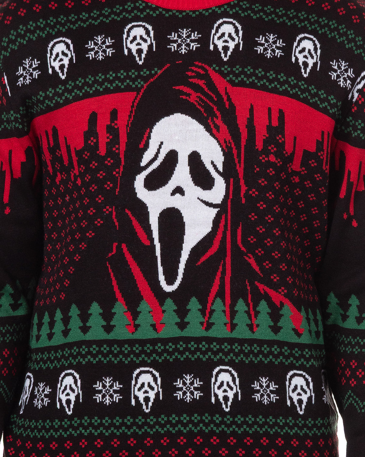 Ghost Face Adult Ugly Sweater for Christmas Ghostface Knit Holiday Pullover