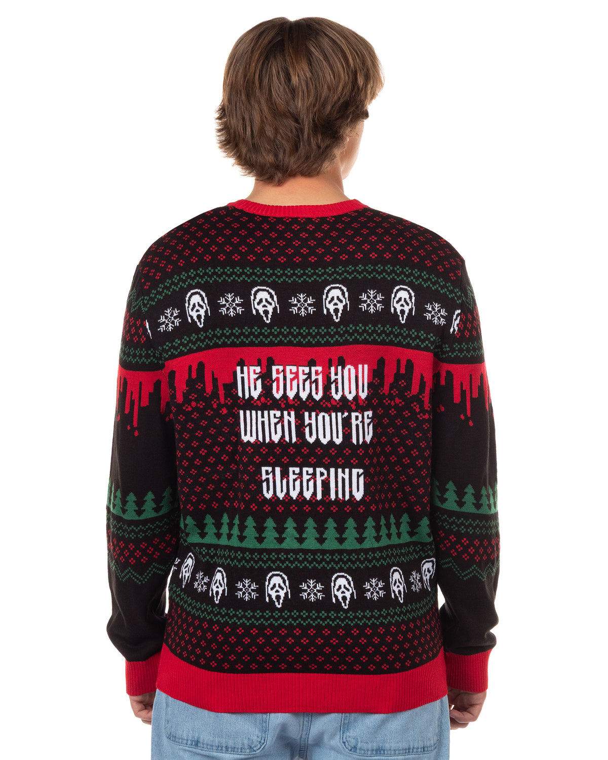 Ghost Face Adult Ugly Sweater for Christmas Ghostface Knit Holiday Pullover