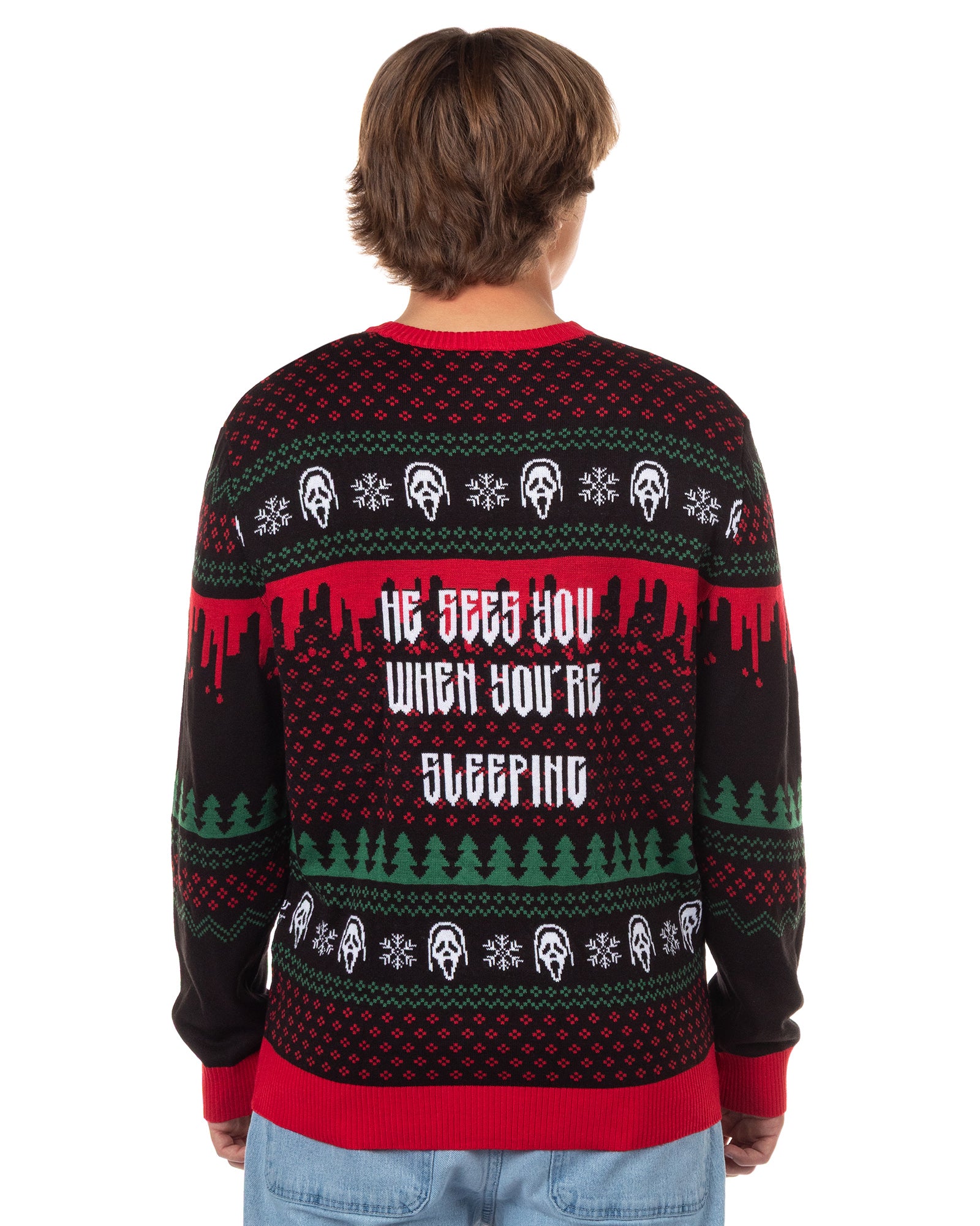 Ghostface Adult Ugly Sweater for Christmas Ghostface Knit Holiday Pullover
