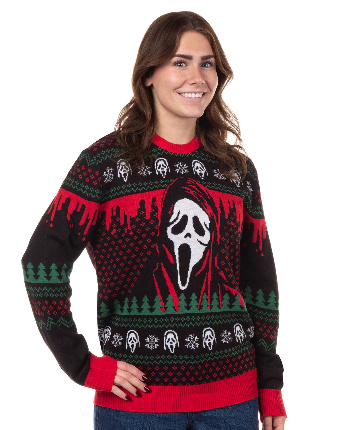 Ghostface Adult Ugly Sweater for Christmas Ghostface Knit Holiday Pullover