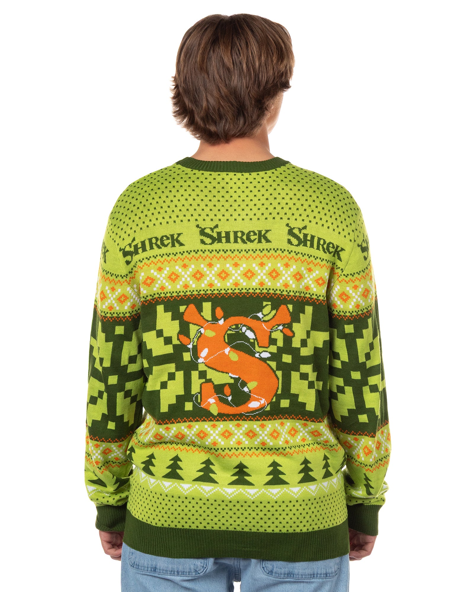 Shrek Ugly Sweater for Christmas Men's Santa Hat Holiday Knit Pullover