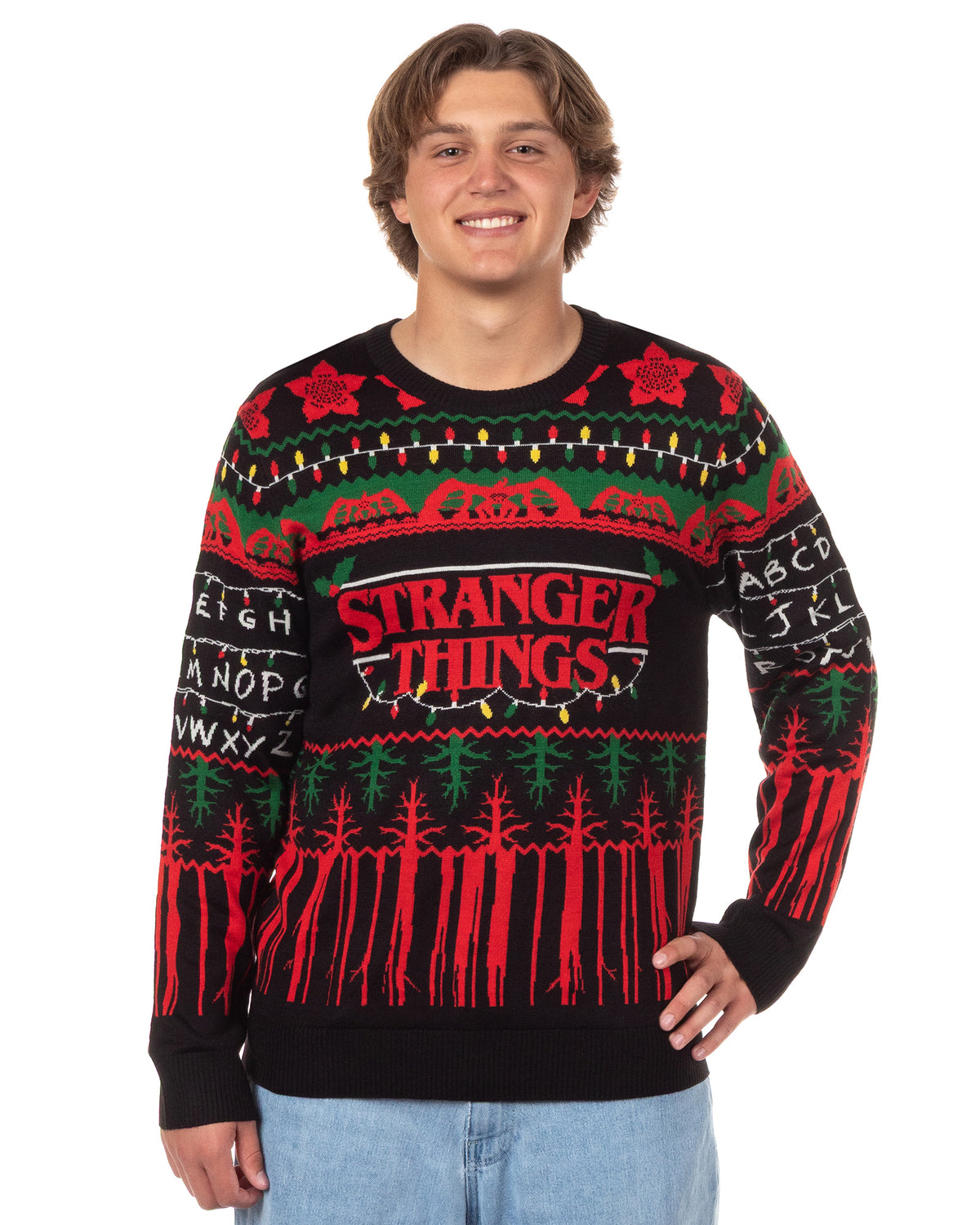 Stranger Things Ugly Sweater Men's The Upside Down Holiday Knit Pullover