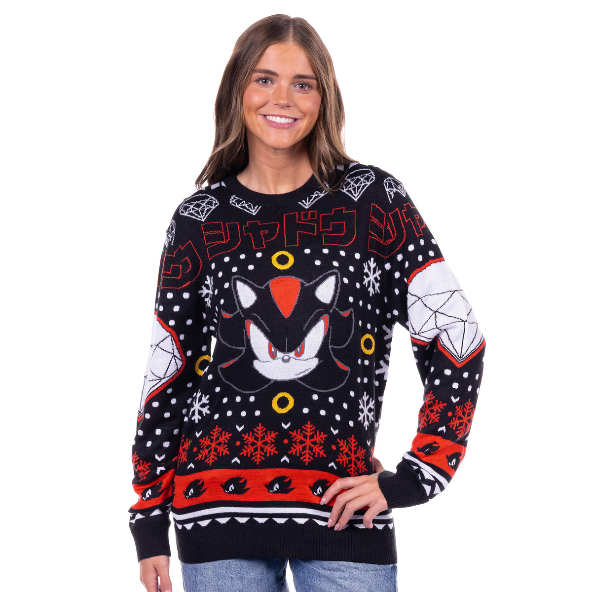 Sonic The Hedgehog Christmas Ugly Sweater Shadow Adult Knit Pullover