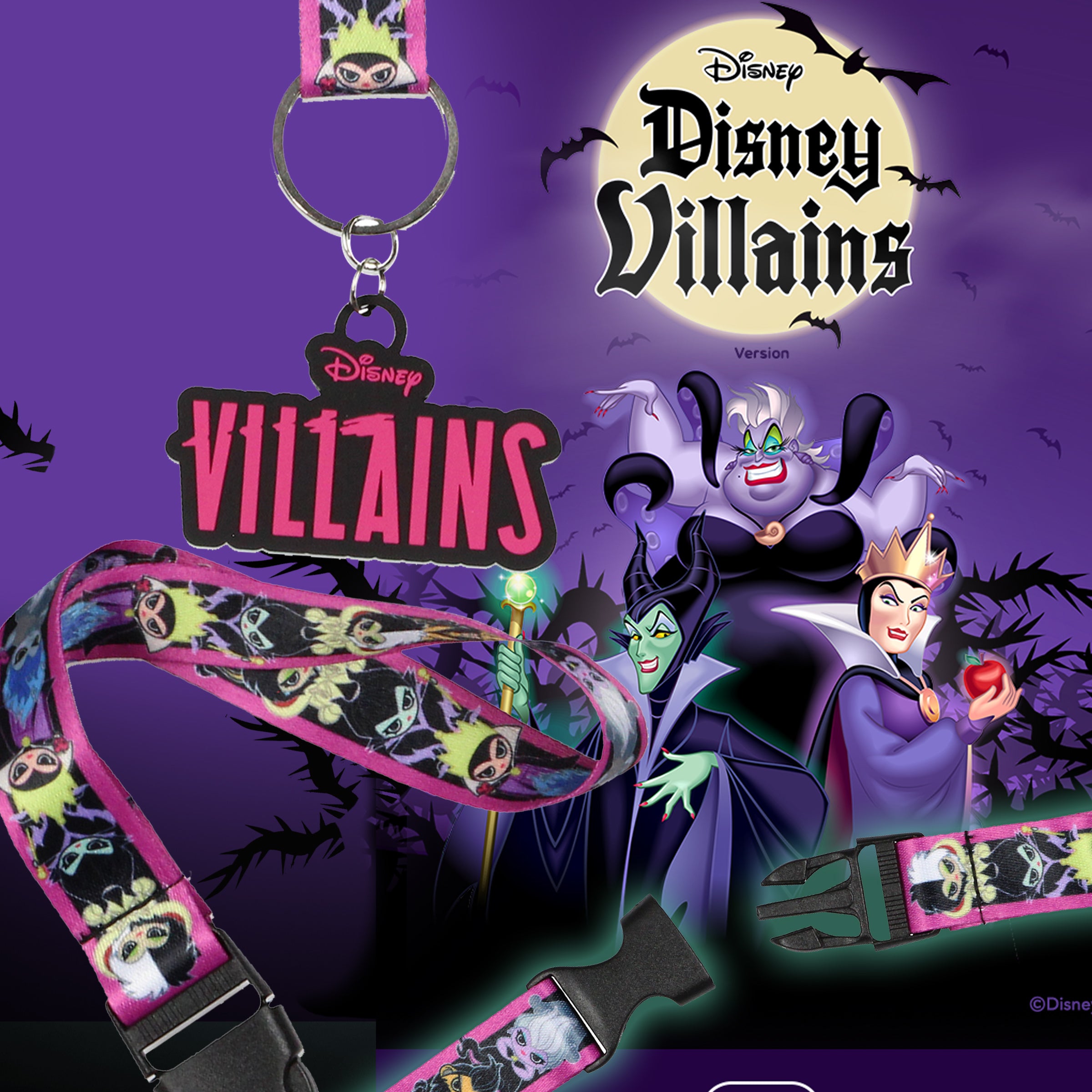 Disney Villains Chibi Print Wrist Strap Lanyard for Keys with 2" Keychain