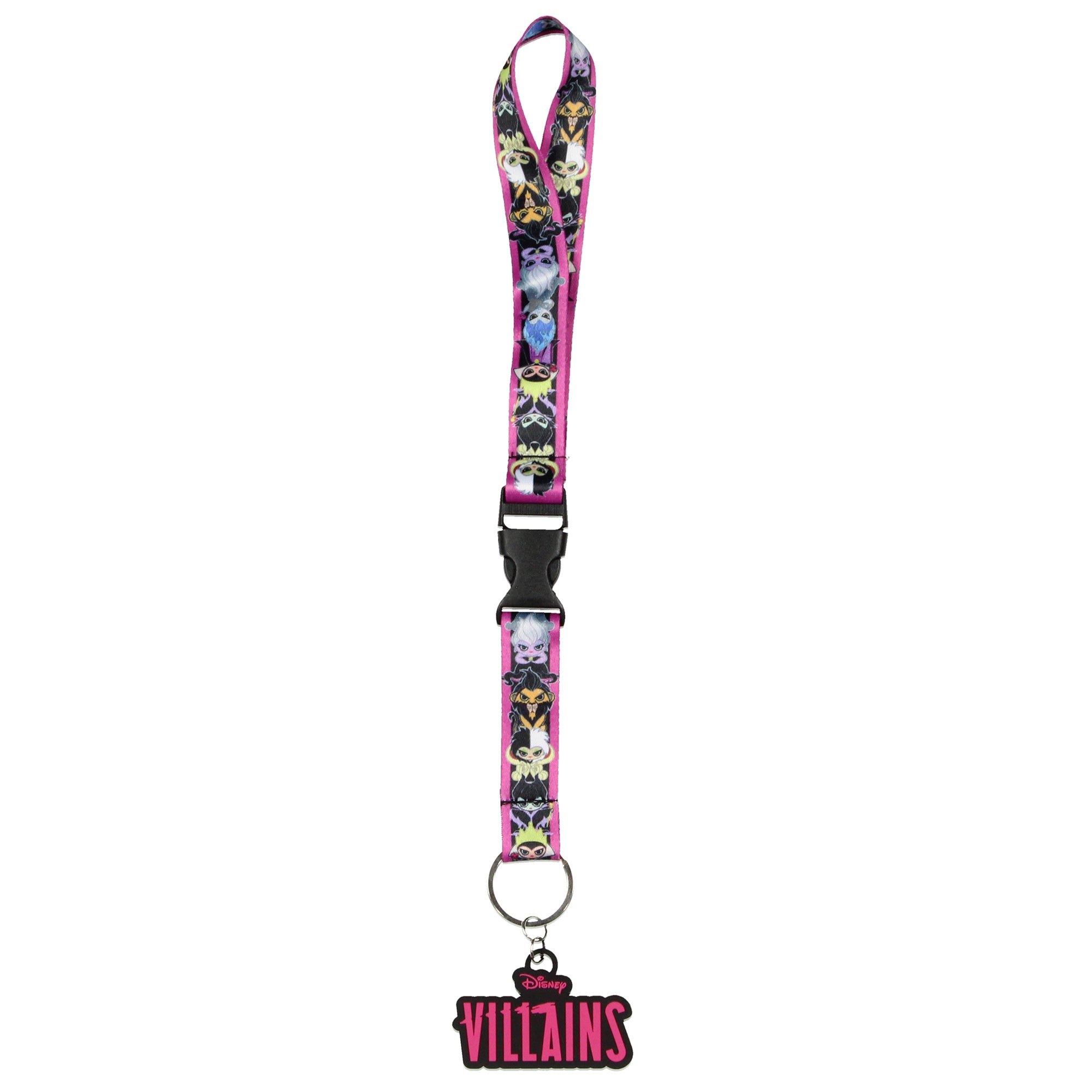 Disney Villains Chibi Print Wrist Strap Lanyard for Keys with 2" Rubber Keychain