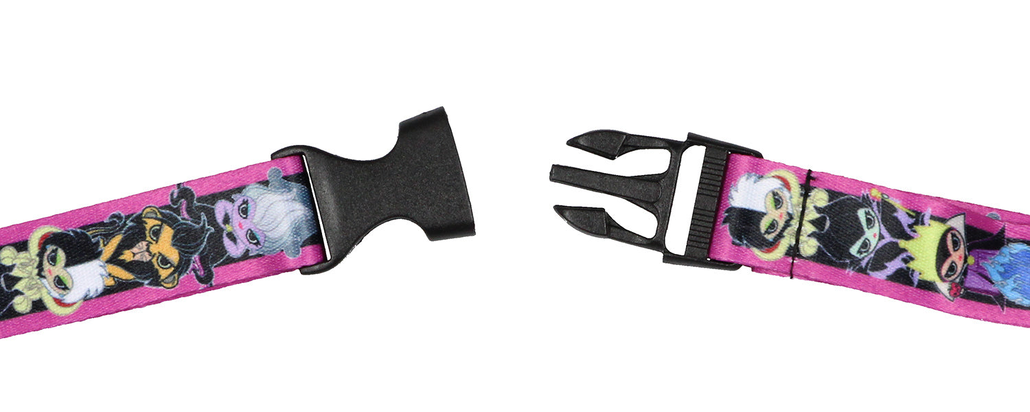 Disney Villains Chibi Print Wrist Strap Lanyard for Keys with 2" Rubber Keychain