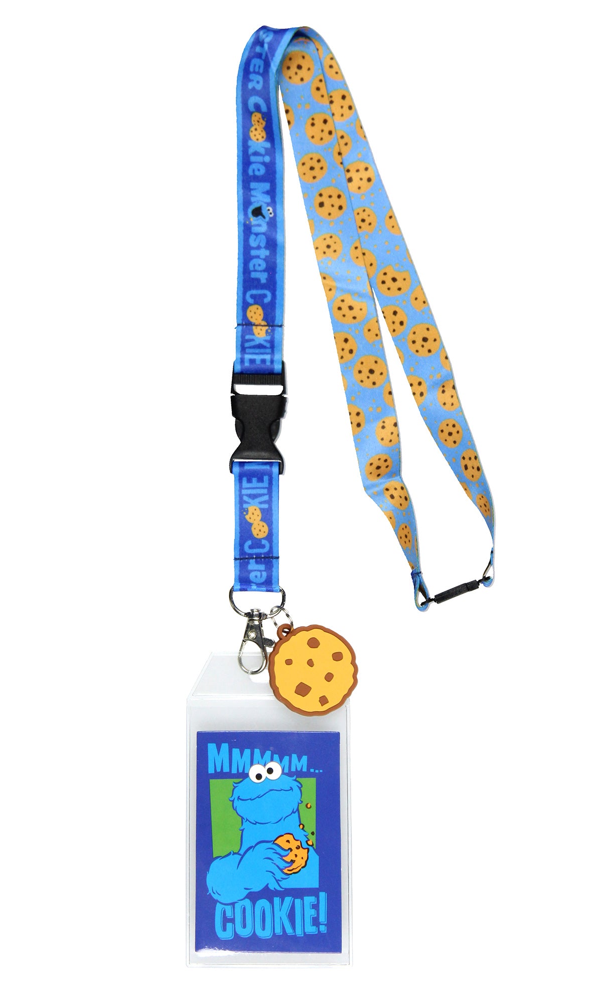 Sesame Street Cookie Monster Reversible ID Lanyard Badge Cookie Rubber Pendant