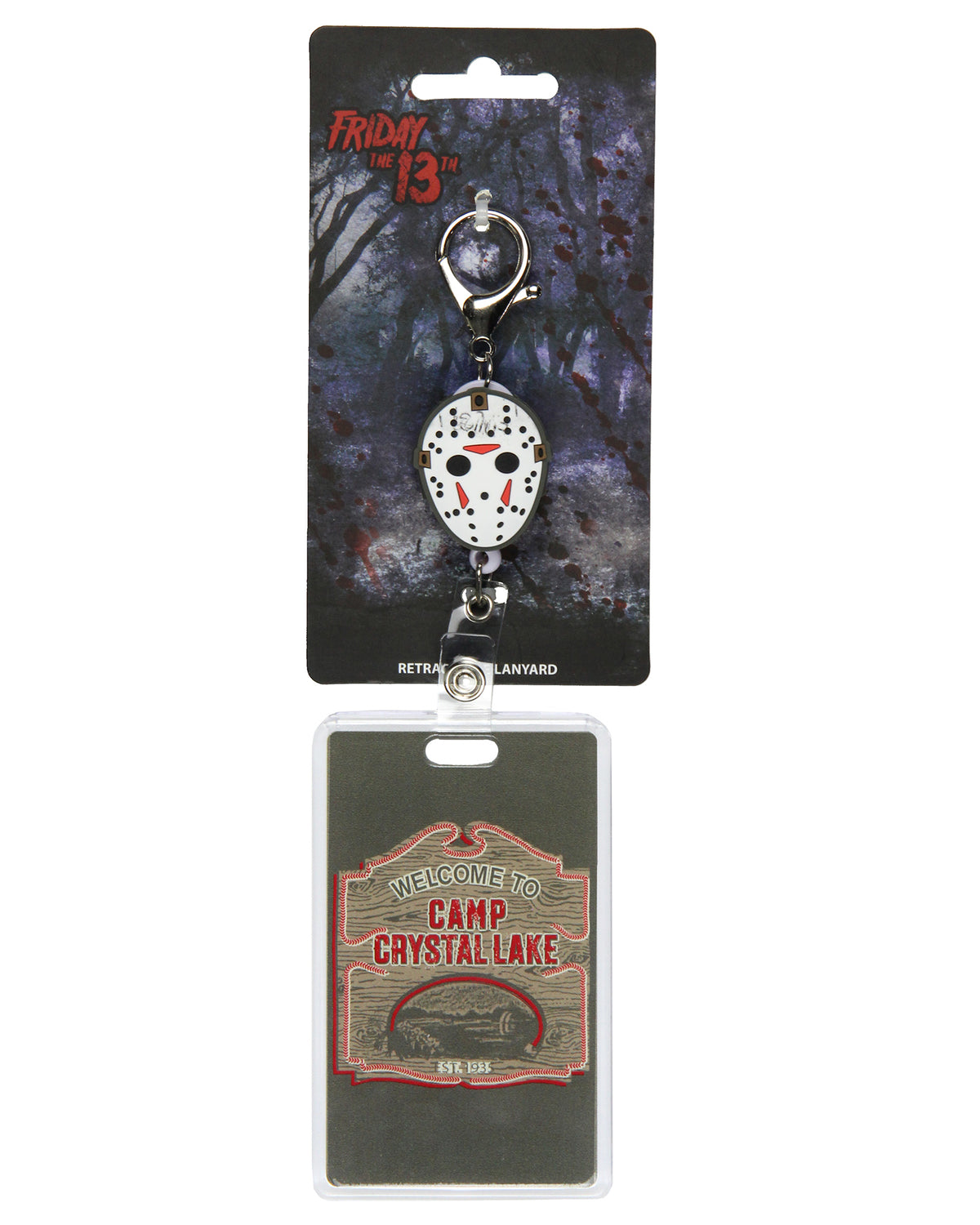 Friday The 13th Jason Mask Badge Reel ID Badge Holder Retractable Lanyard