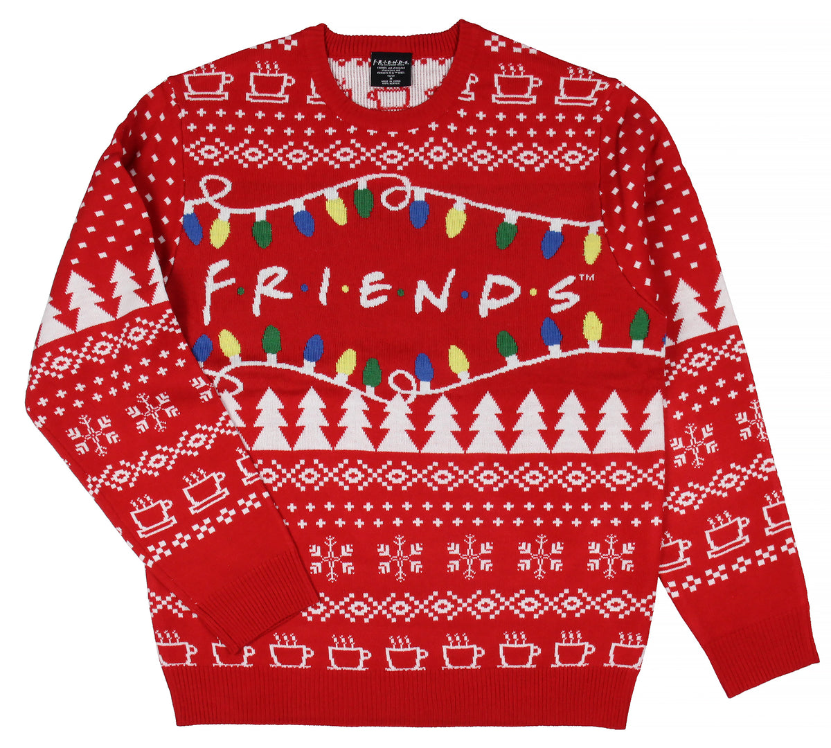 Friends TV Series Men's Logo And Holiday Lights Ugly Sweater for Christmas