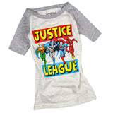 DC Comics Boys' Justice League Superhero Lineup Collectible Raglan T-Shirt