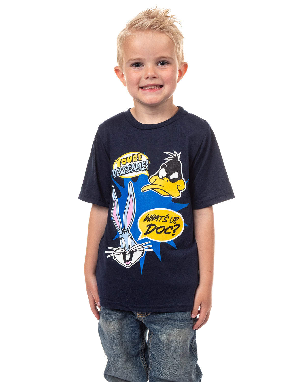Looney Tunes Boys' Daffy Duck And Bugs Bunny Catchphrases Kids T-Shirt