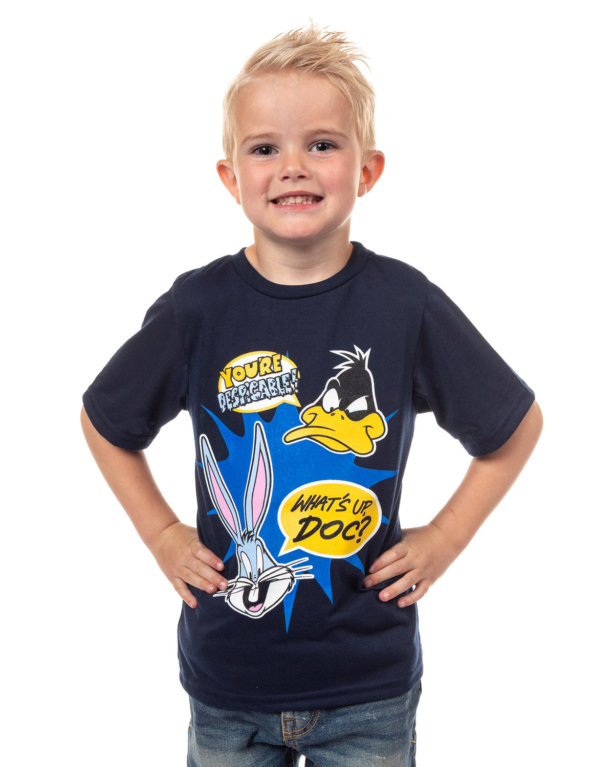Looney Tunes Boys' Daffy Duck And Bugs Bunny Catchphrases Kids T-Shirt