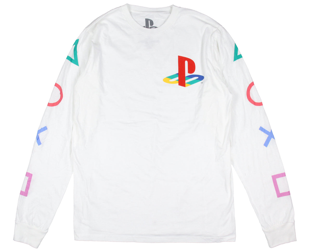 PlayStation Men's Console Controller Button s Long Sleeve T-Shirt Adult