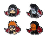 Naruto Akatsuki Itachi Obito Kisame Nagato Red Cloud Embossed Enamel Pin 4 Pack