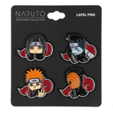 Naruto Akatsuki Itachi Obito Kisame Nagato Red Cloud Embossed Enamel Pin 4 Pack