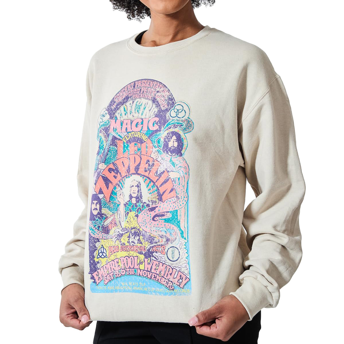Led Zeppelin Sweatshirt Women's Electric Magic Distressed Pullover Sweater