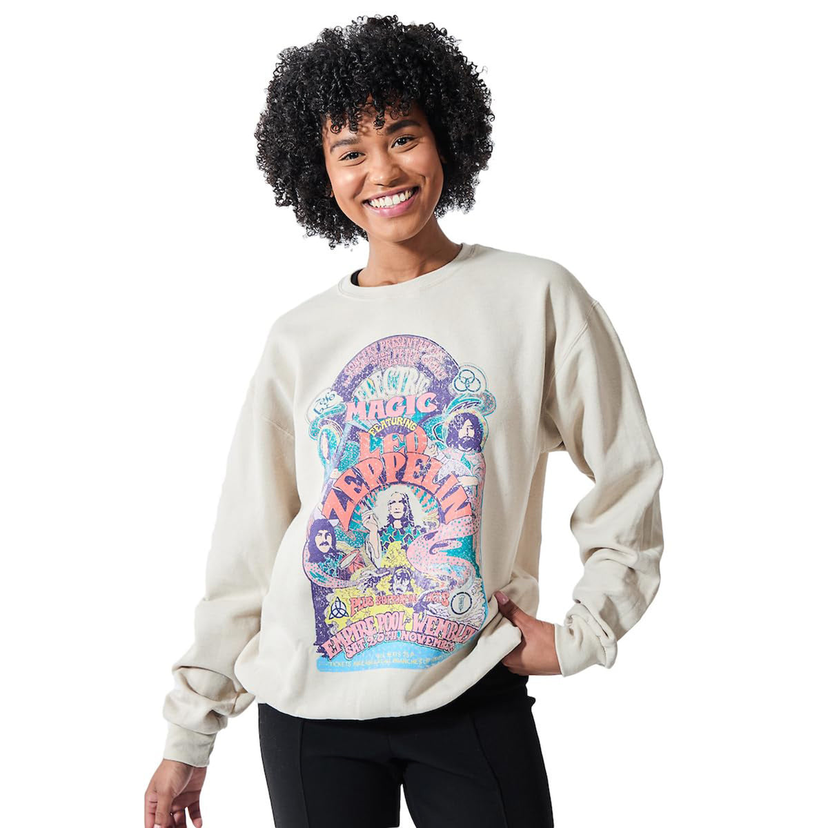 Led Zeppelin Sweatshirt Women's Electric Magic Distressed Pullover Sweater