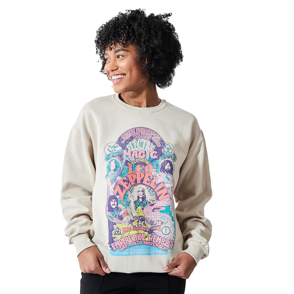 Led Zeppelin Sweatshirt Women's Electric Magic Distressed Pullover Sweater