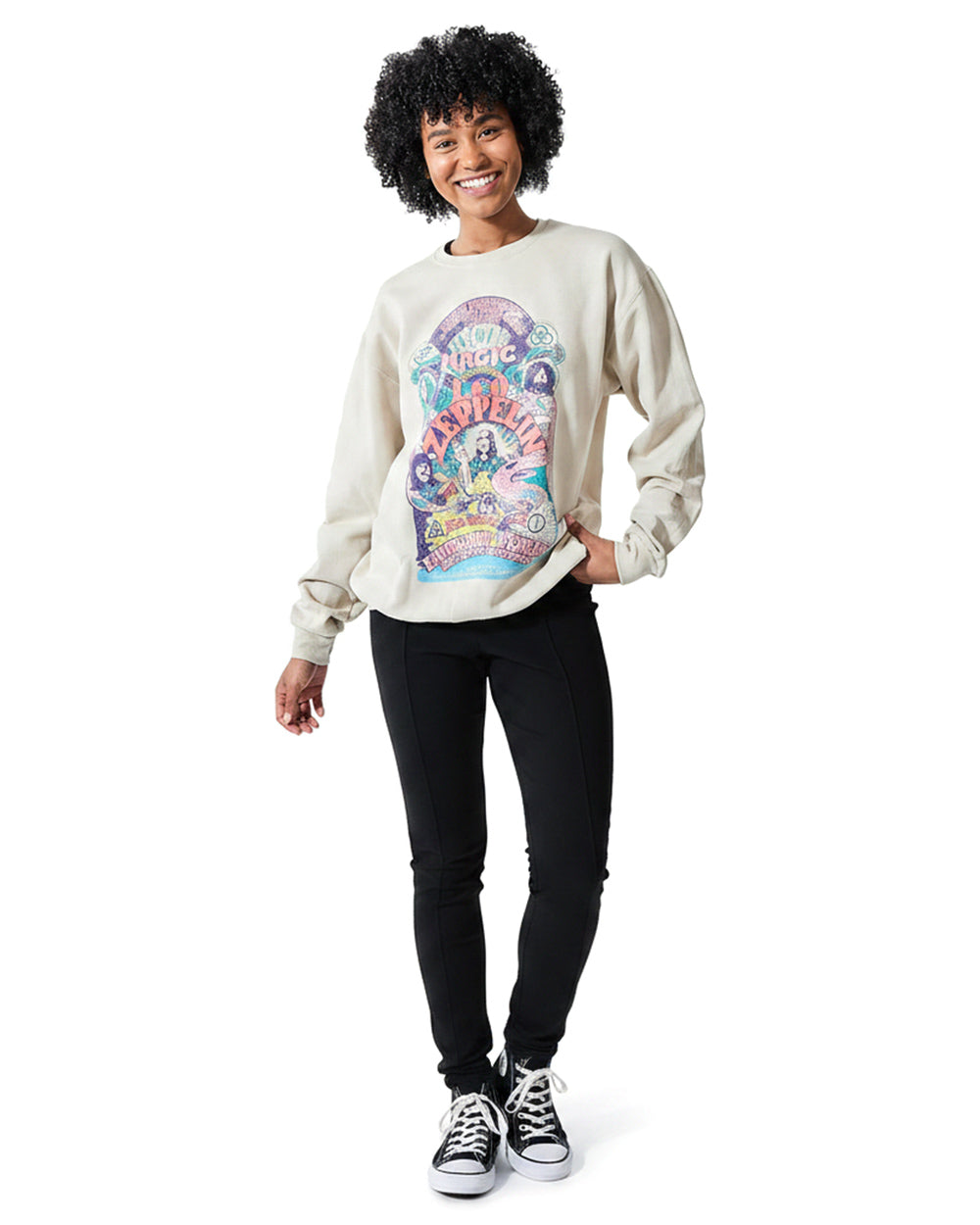Led Zeppelin Sweatshirt Women's Electric Magic Distressed Pullover Sweater