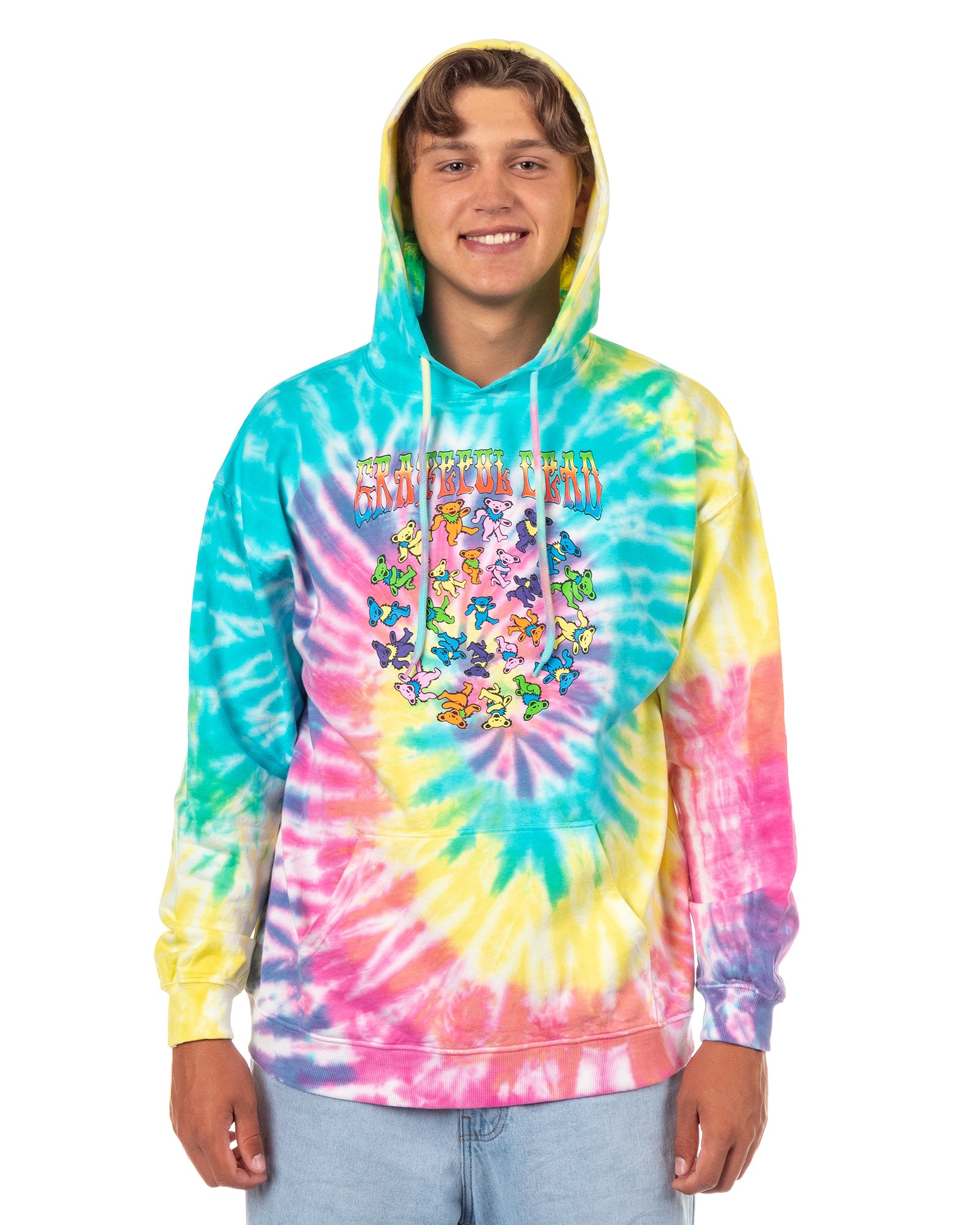 Grateful Dead Hoodie Men's Spiral Tie Dye Dancing Bears Sweatshirt