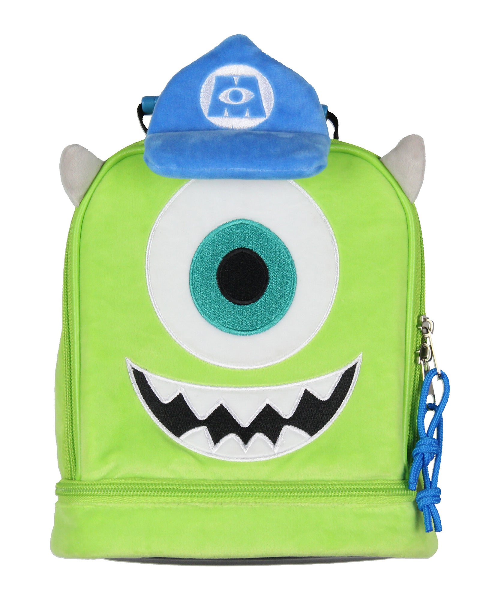 Disney Monsters Inc Lunch Box Mike Wazowski Fuzzy 3D Ears and Hat Lunch Bag 9"