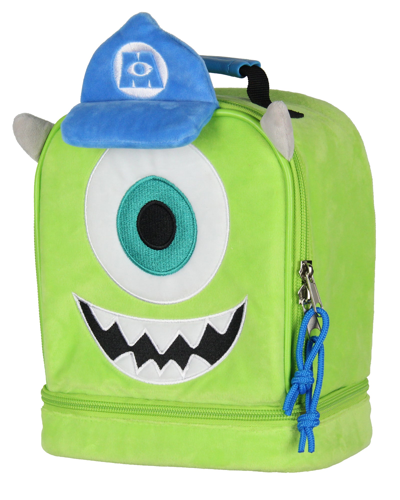 Disney Monsters Inc Lunch Box Mike Wazowski Fuzzy 3D Ears and Hat Lunch Bag 9"