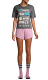 Women's Friends TV Show Pajama Set 3 PC Burnout Shirt Shorts W/ Crew Socks