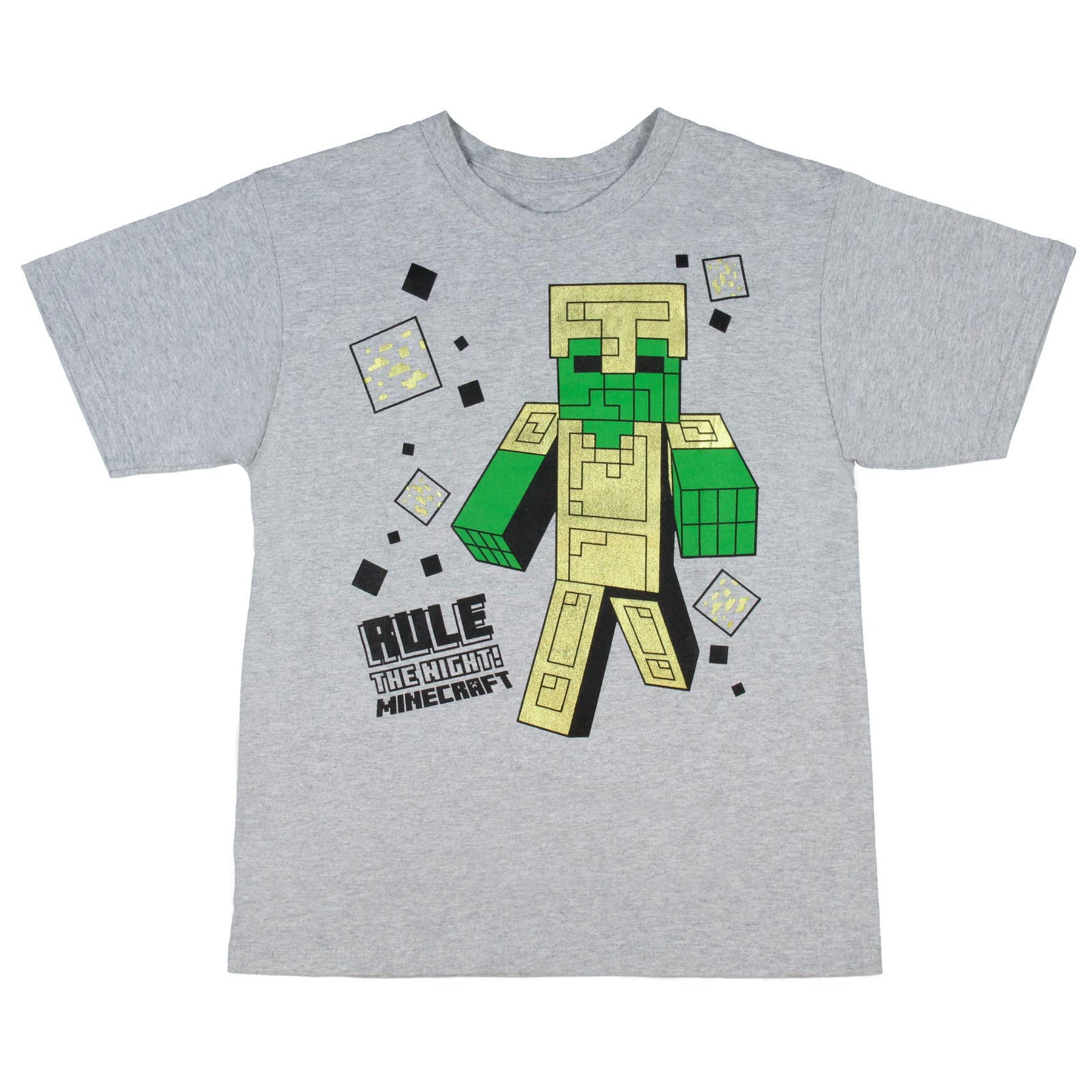 Minecraft Boy's Rule the Night Zombie Gold Armor T-Shirt (XL)