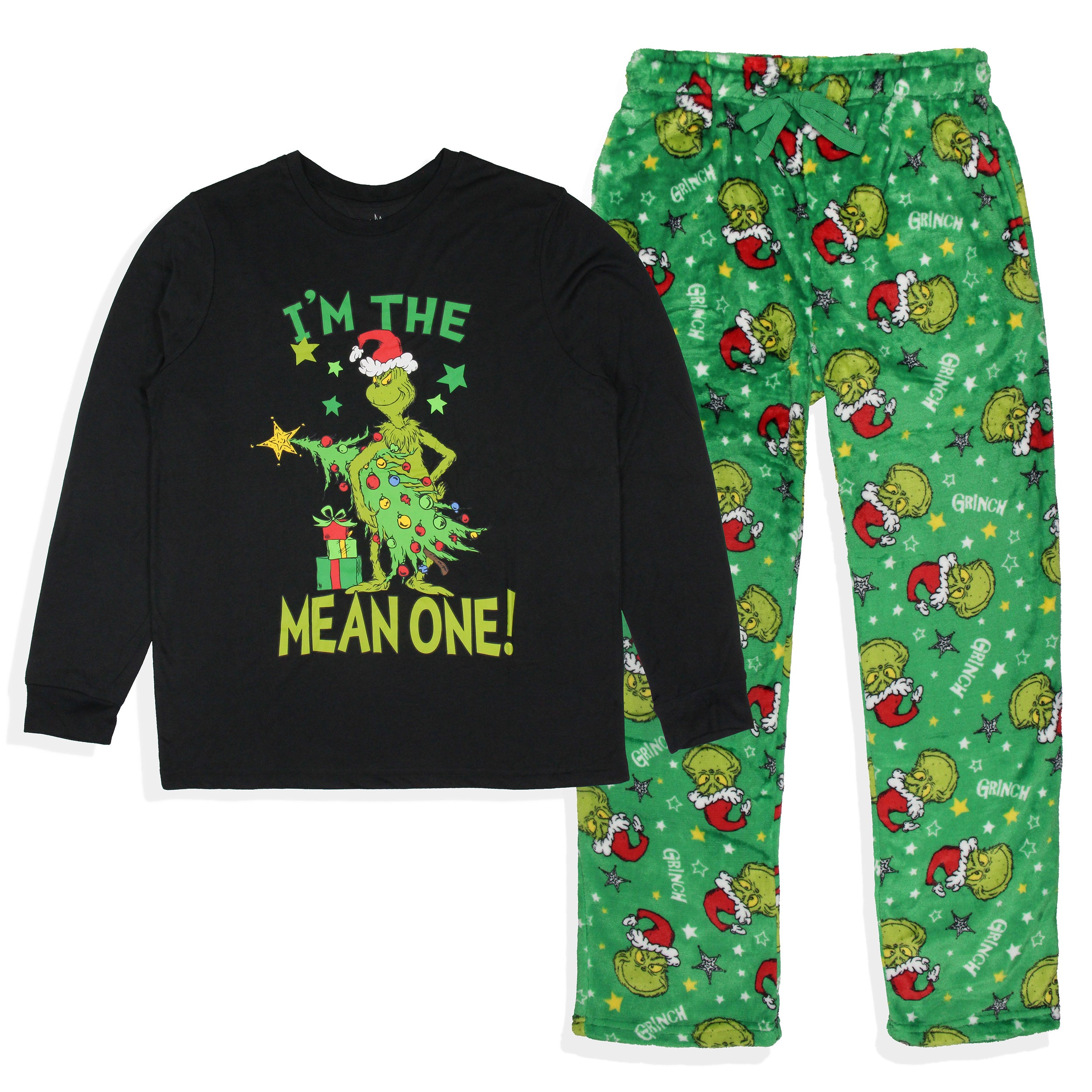 Dr. Seuss GRINCH Men's I'm The Mean One Adult Lounge Pajama Sleep Set