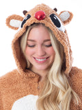Rudolph The Red Nosed Reindeer Unisex Adult Fleece Union Suit Pajama