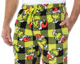 Dr. Seuss Men's GRINCH Sneaky Face Fleece Plush Pajama Pants