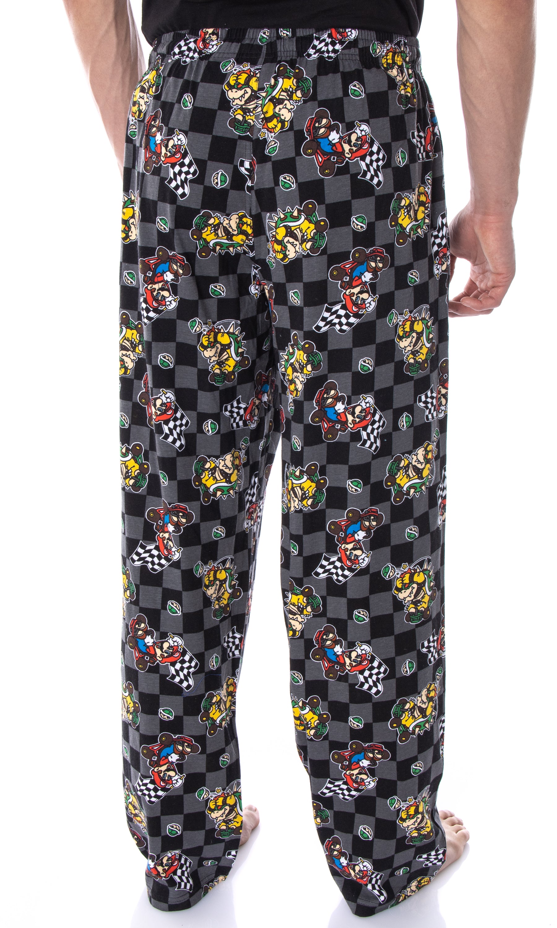 Nintendo Men's Mario Kart Checkered Flag Race Soft Touch Cotton Pajama Pants