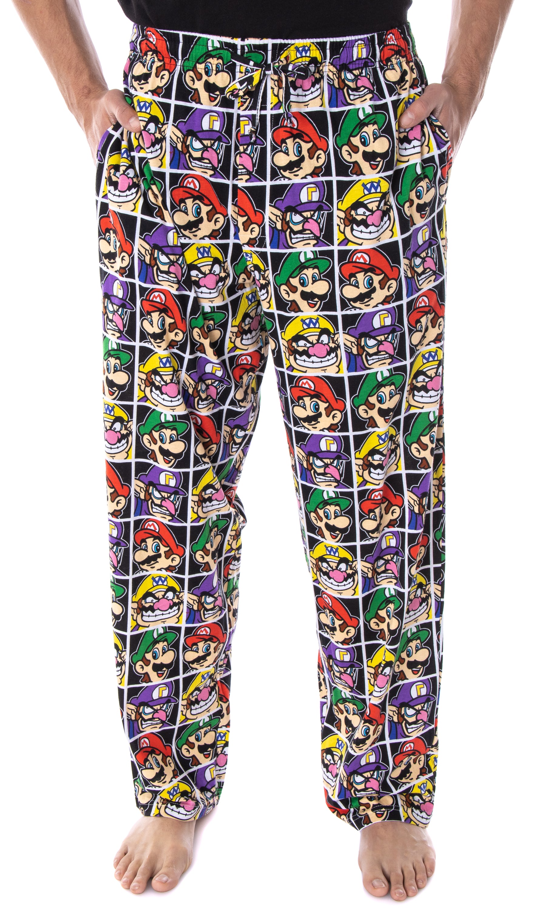 Nintendo Pajamas Men's Mario and Villains Men's Grid Pajama Pants