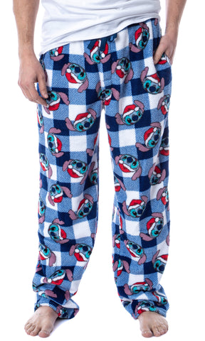 Disney Adult Lilo & Stitch Christmas Santa Hat Soft Fleece Pajama Pants