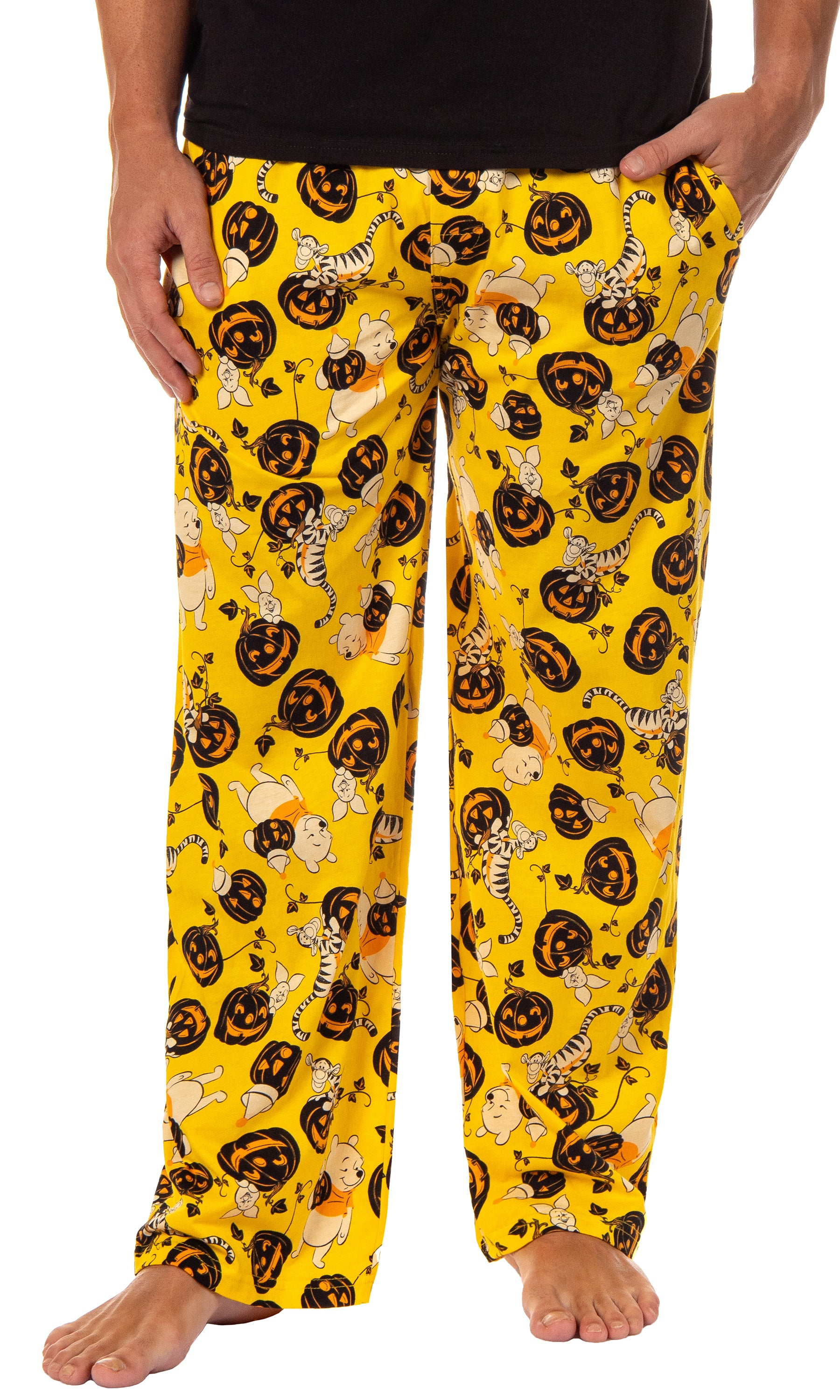 Disney Men's Winnie The Pooh and Friends Jack-O-Lantern Lounge Pajama Pants