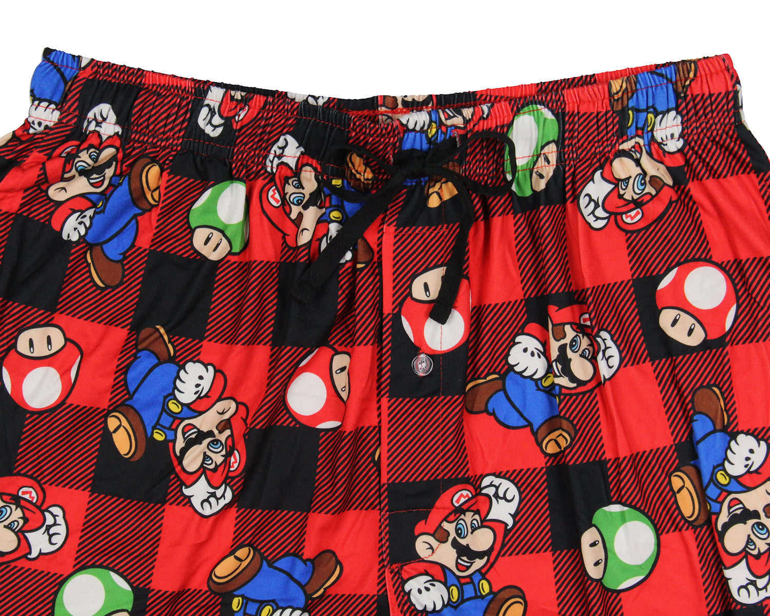 Super Mario Men's Buffalo Plaid Mario Power Up Lounge Sleep Pajama Pants