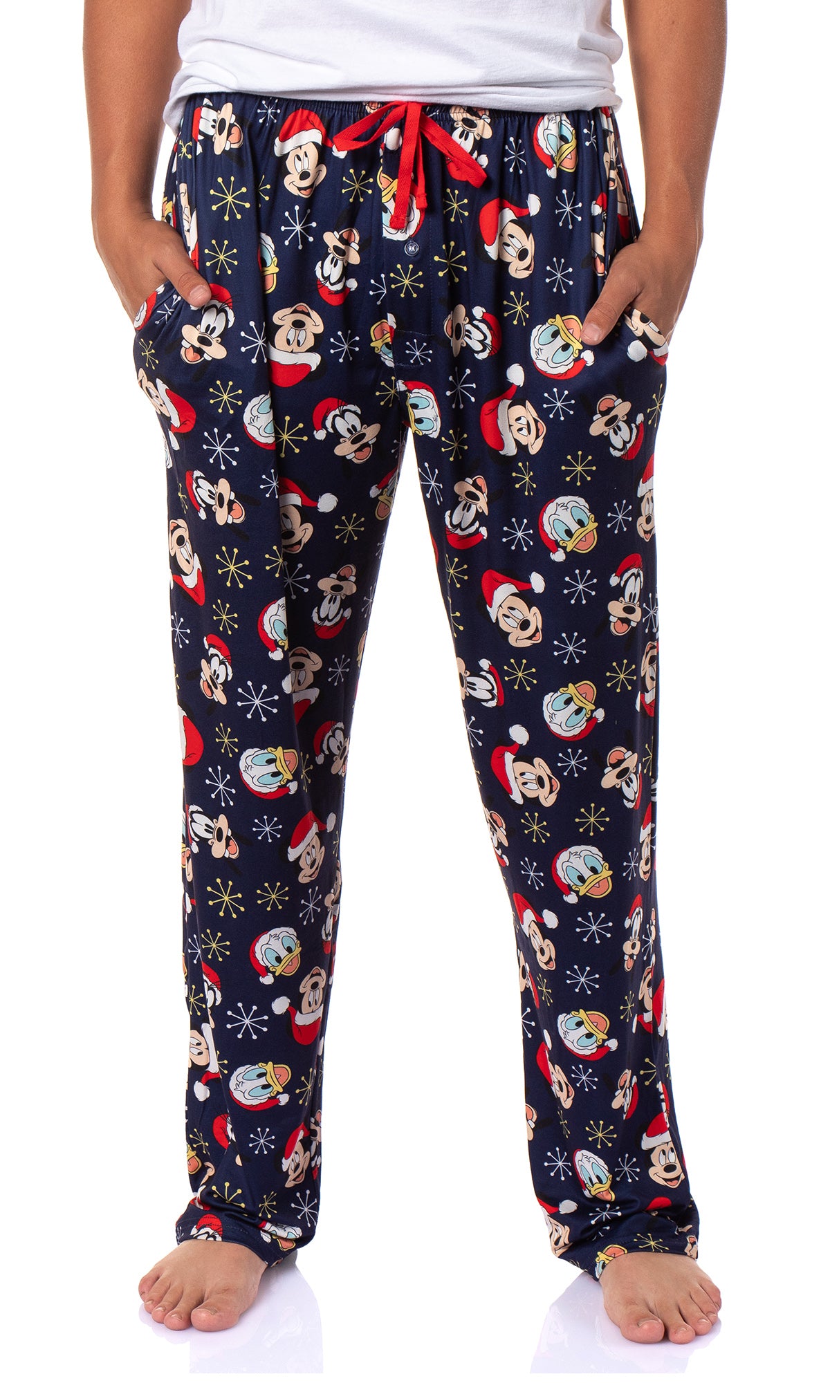 Disney Men's Mickey and Friends Santa Hat AOP Lounge Sleep Pajama Pants