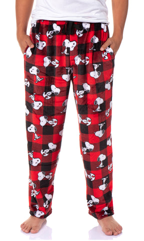 Peanuts Snoopy Men's AOP Character Toss Fleece Pajama Pant Lounge Sleep